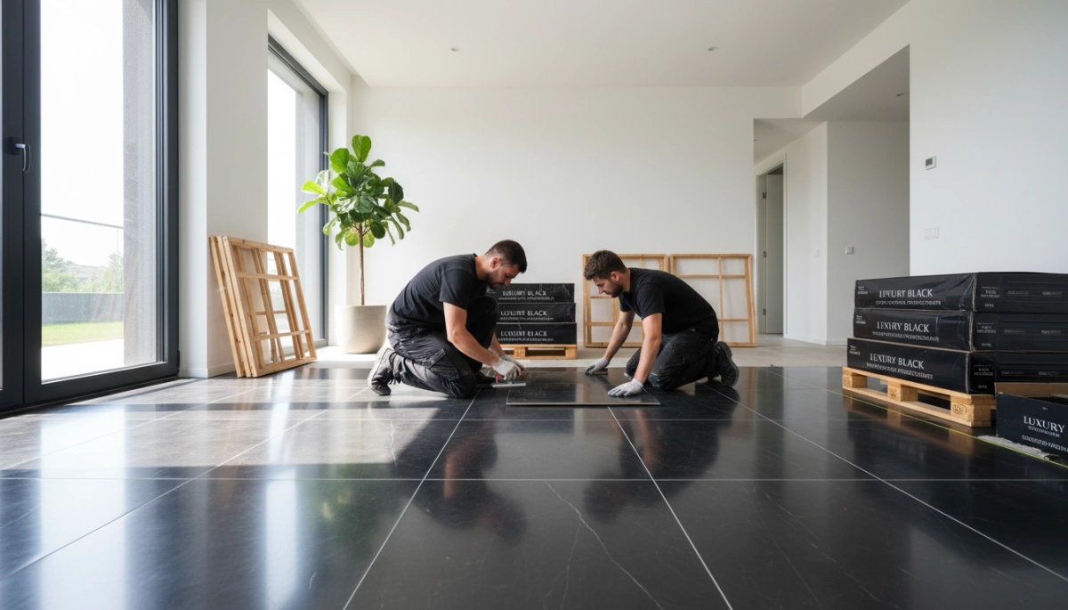 Artisanat et approvisionnement en carrelage en porcelaine noire