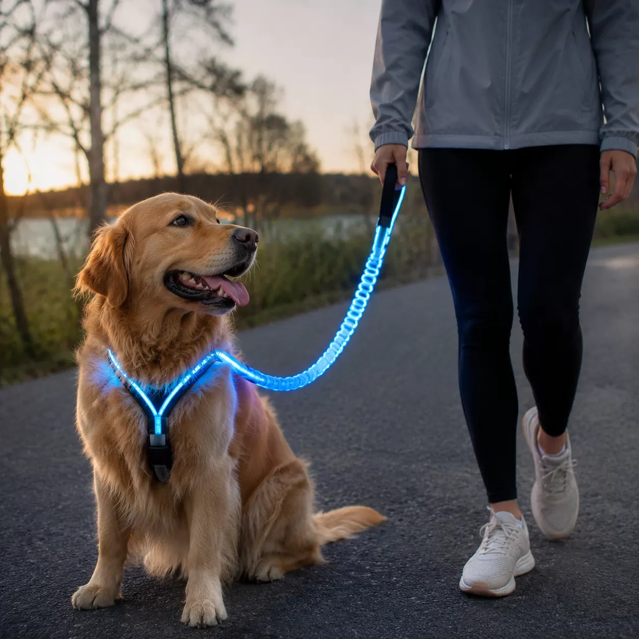 Bungee Leash and LED Dog Accessories Safety