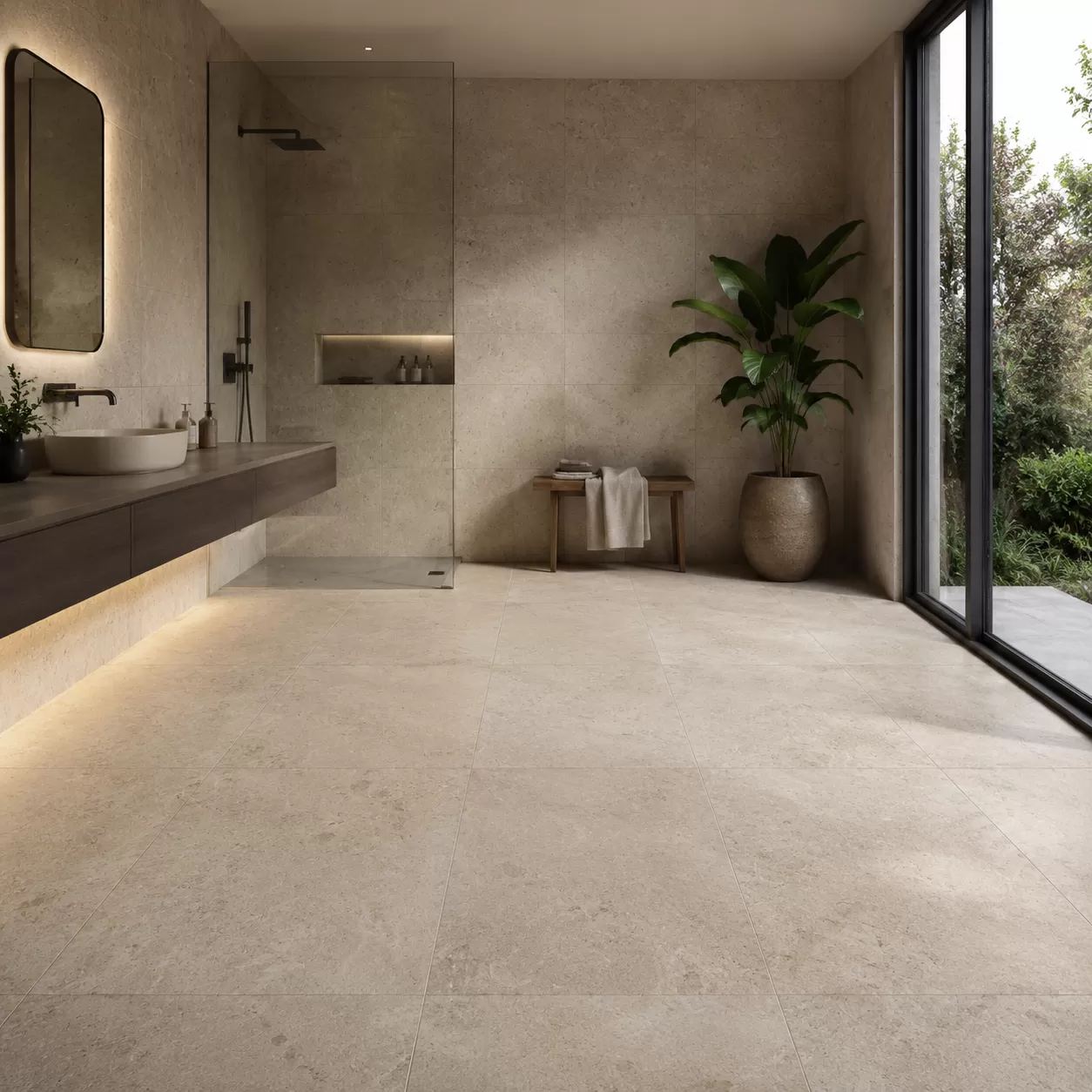 Piastrelle di grande formato con finiture effetto pietra naturale