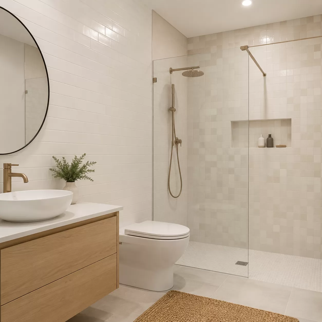 Stili e forme di piastrelle bianche per il bagno