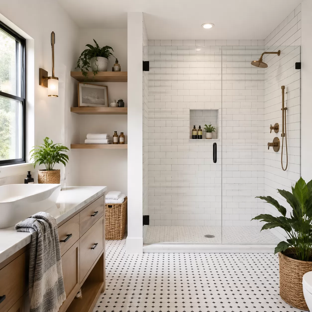 Idee di stile per bagni con piastrelle bianche