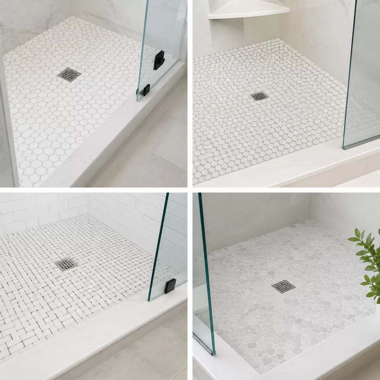Piastrelle mosaico bianche per pavimenti doccia in vari materiali