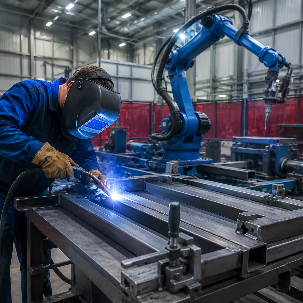 Certified robotic and manual welding for mild steel fabrication