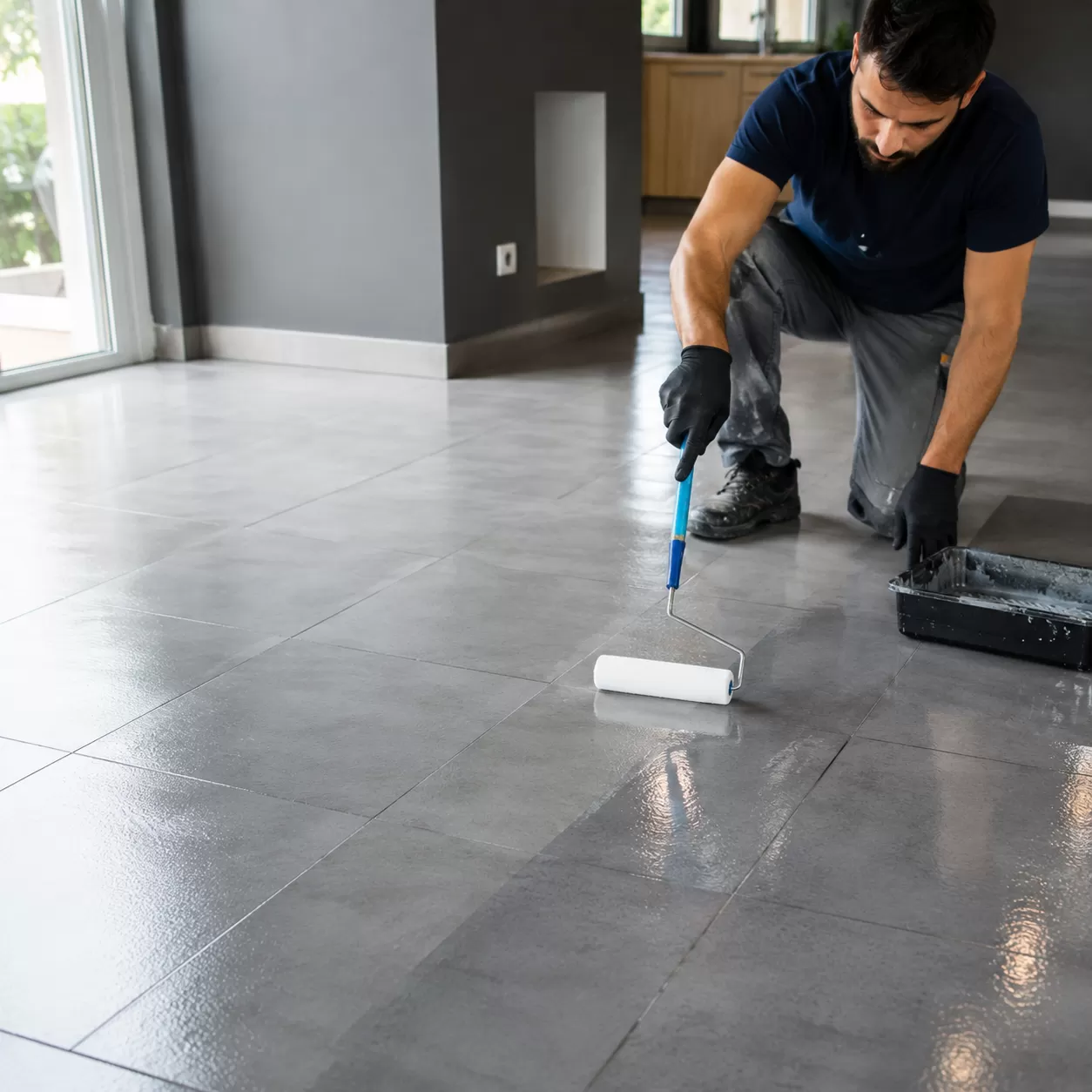 Varnishing Matt Floor Tiles for Shine