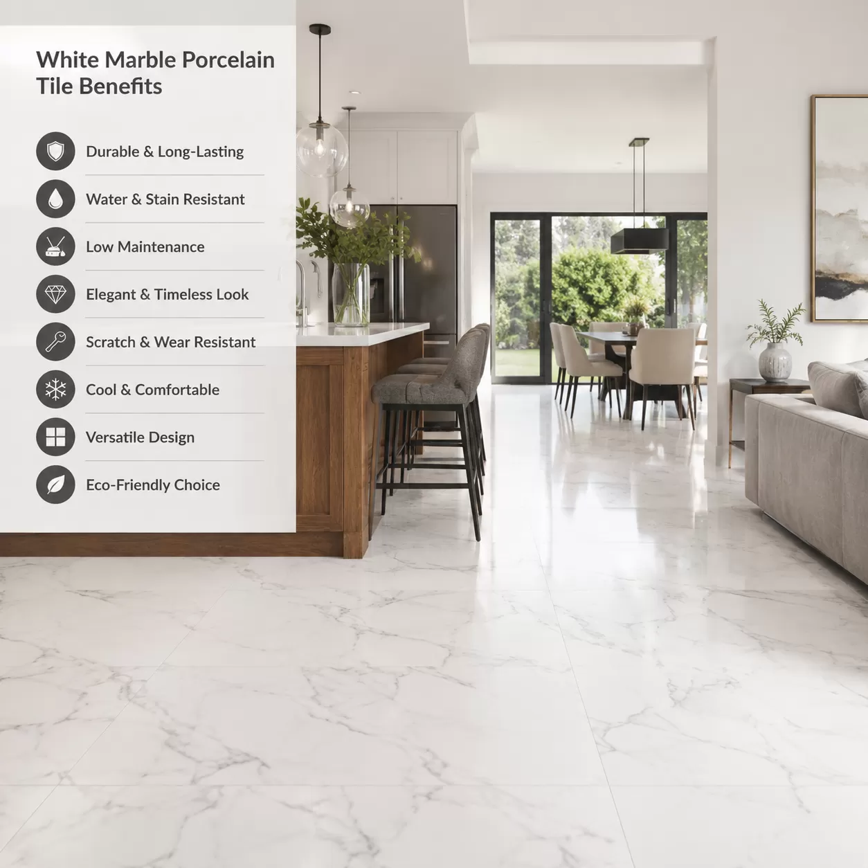 White Marble Porcelain Tile Benefits