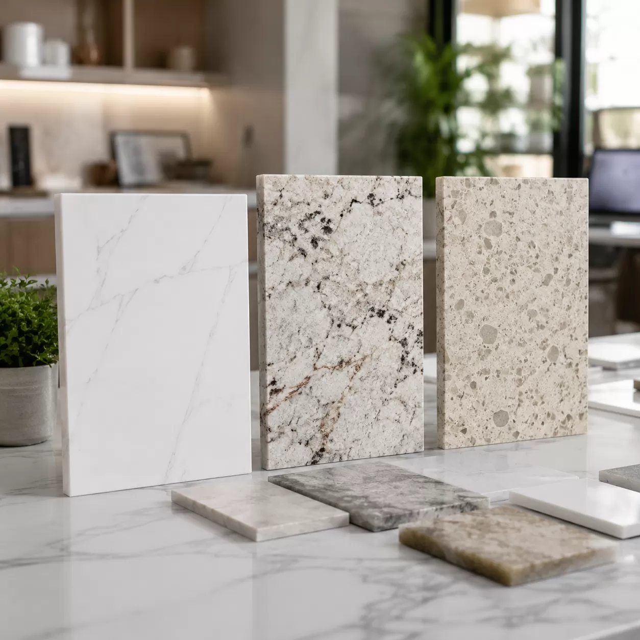 White Porcelain vs. Natural and Engineered Stone Comparison