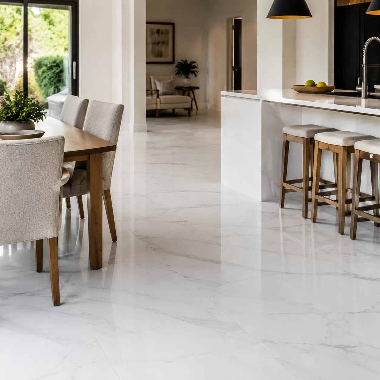 white porcelain tile applications