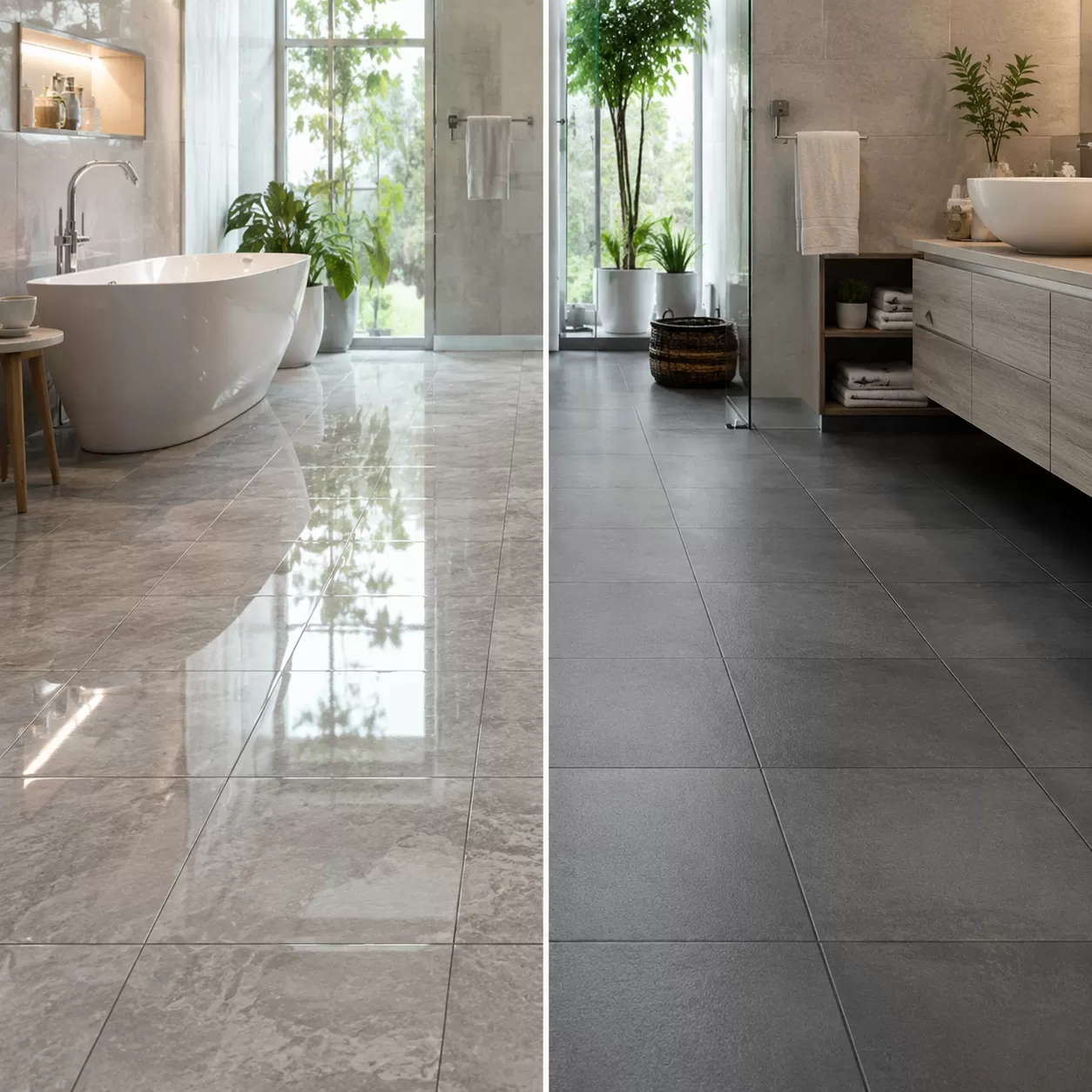 Comparação entre Azulejos de Piso Brilhantes e Foscos para Banheiro