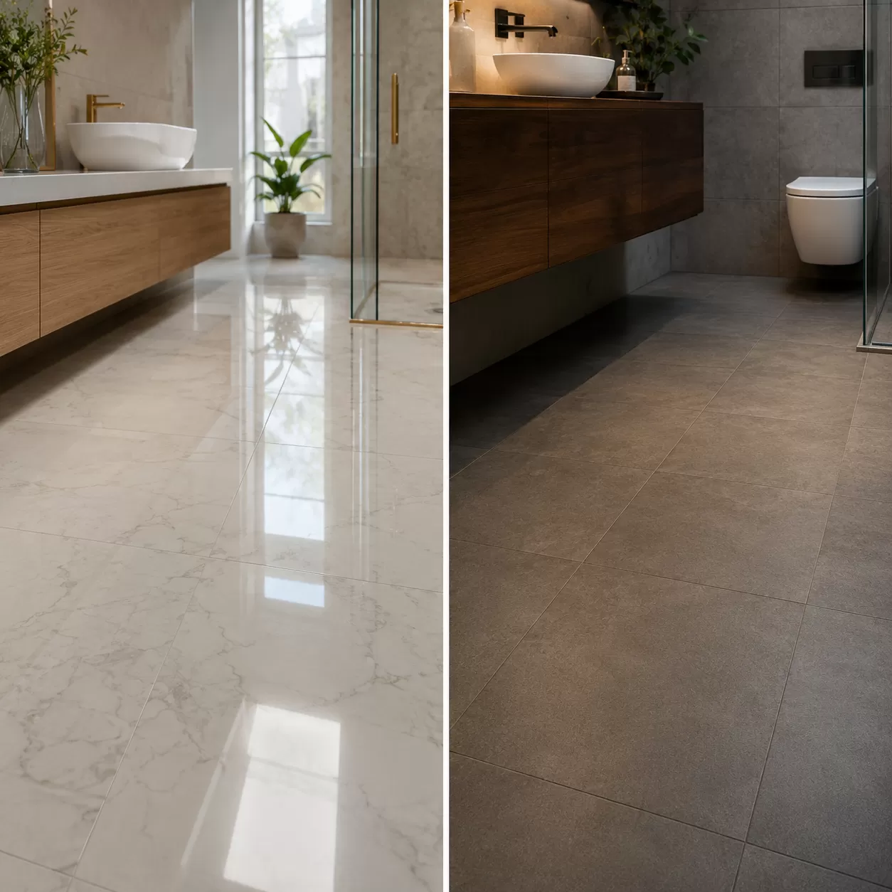 Azulejos de Piso Brilhantes vs. Foscos para Banheiro