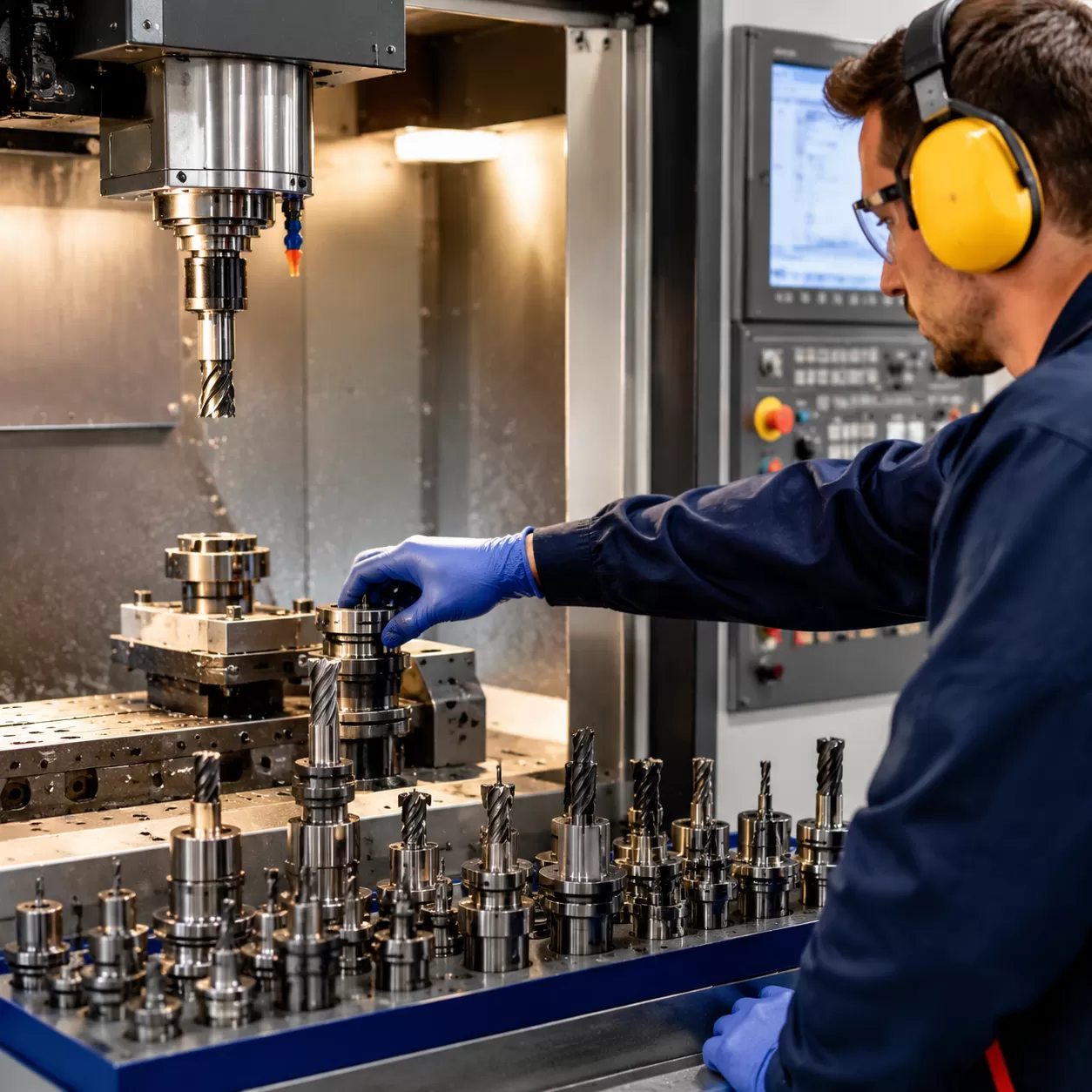 Milling machine tooling and accessories setup