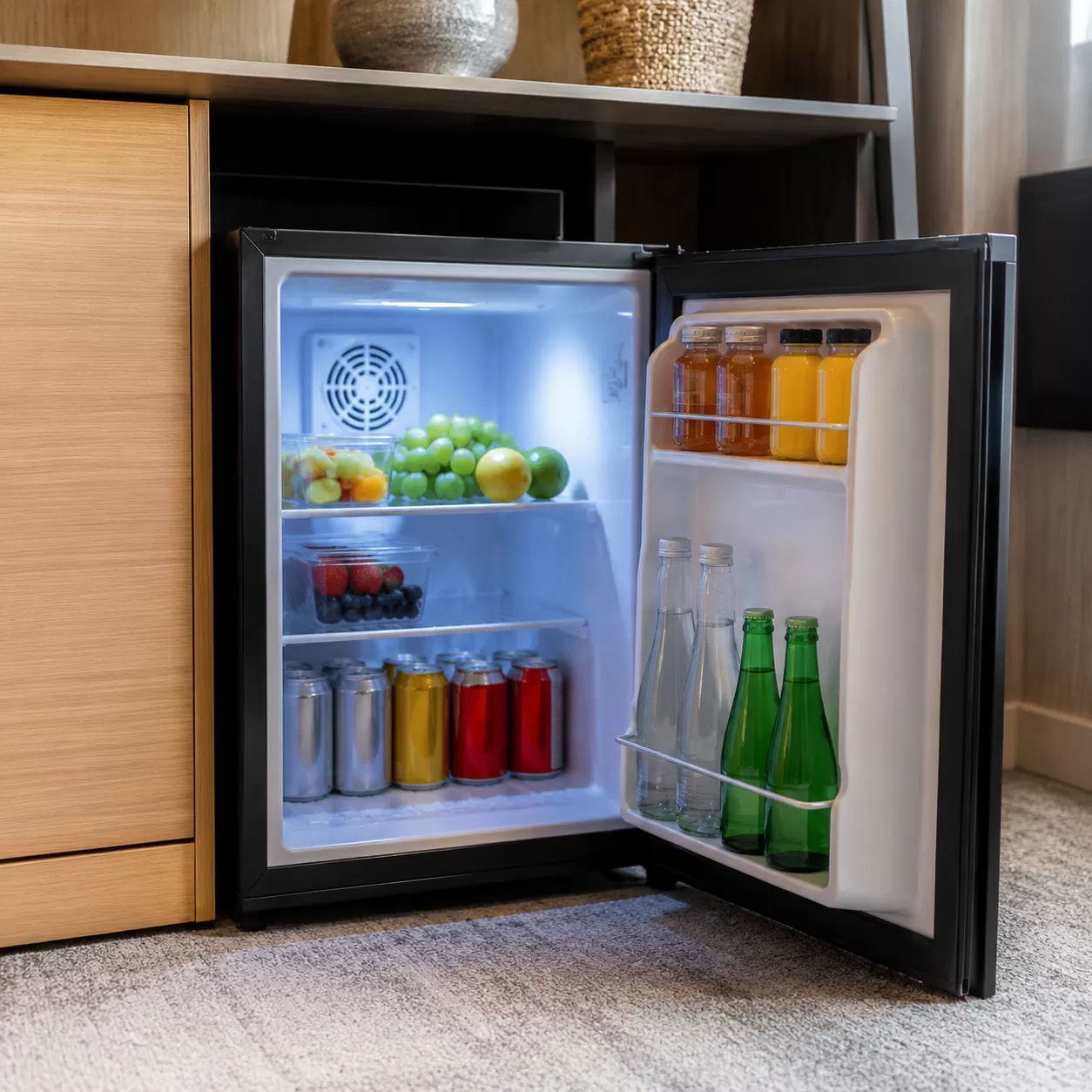 40L Silent Hotel Mini Fridge with LED Storage