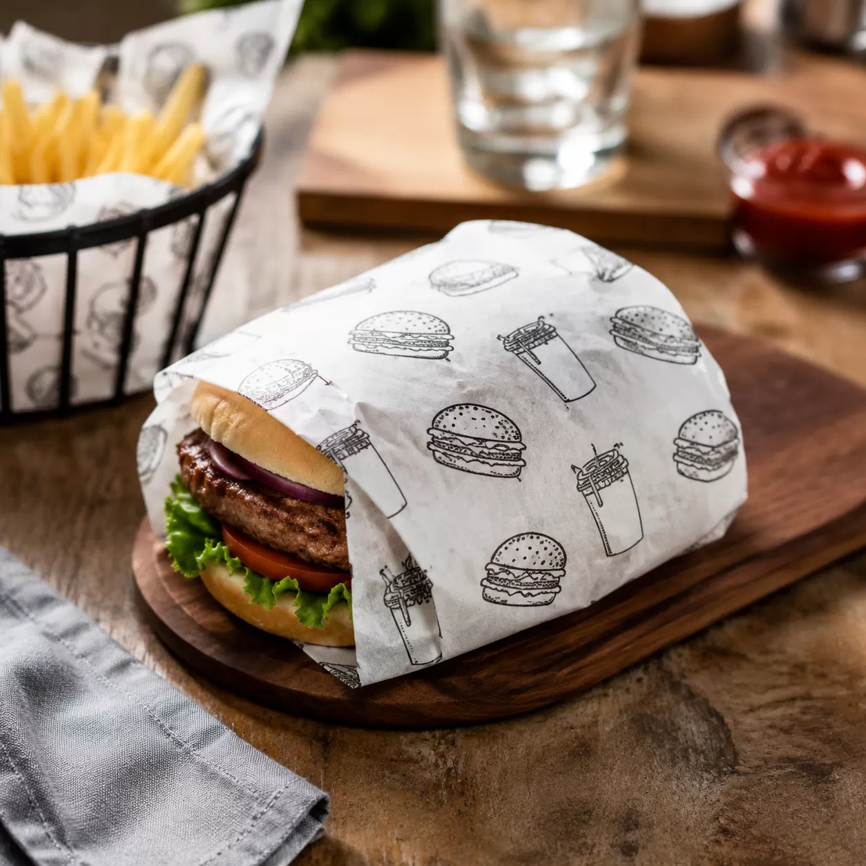 Custom Printed Hamburger Wrapping Paper