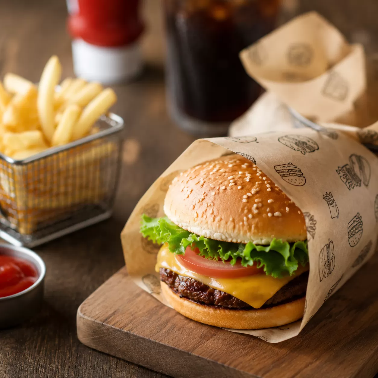 Gourmet Hamburger Wrapping Paper for All Snacks