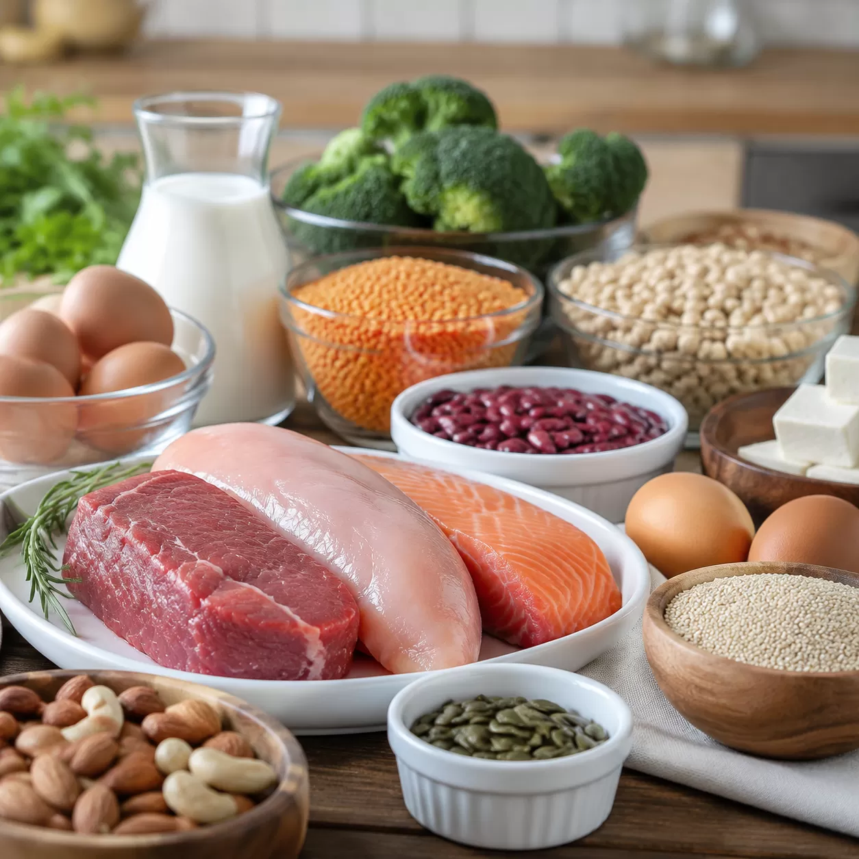 Essential amino acids in plant and animal proteins