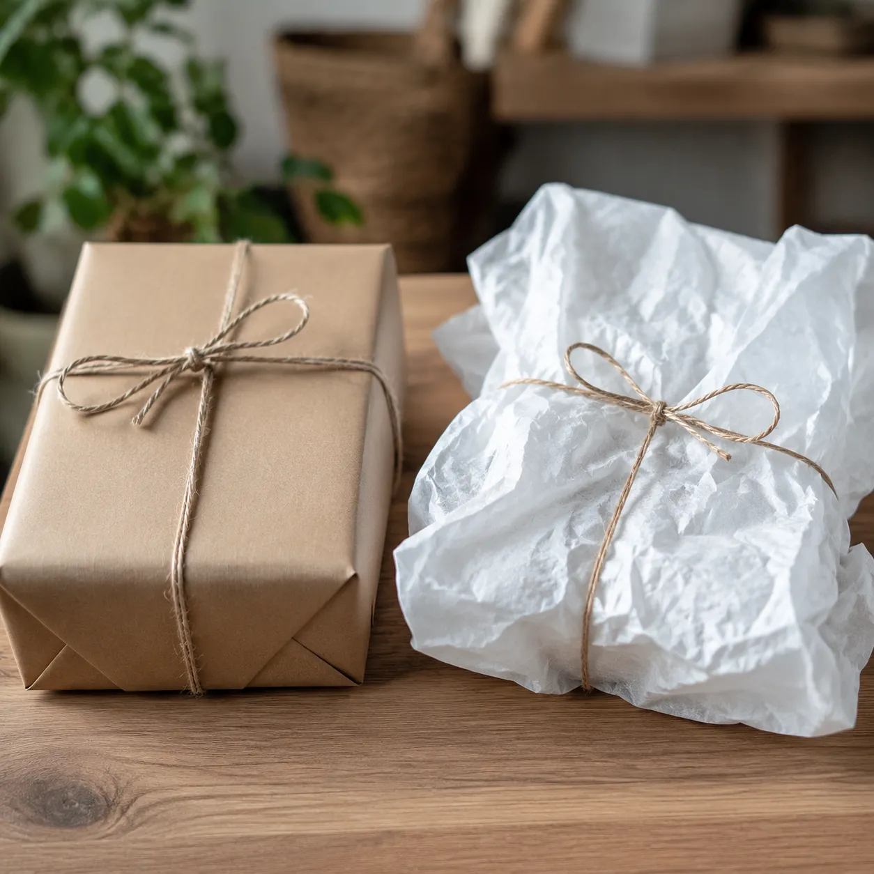 Wrapping vs tissue paper material comparison