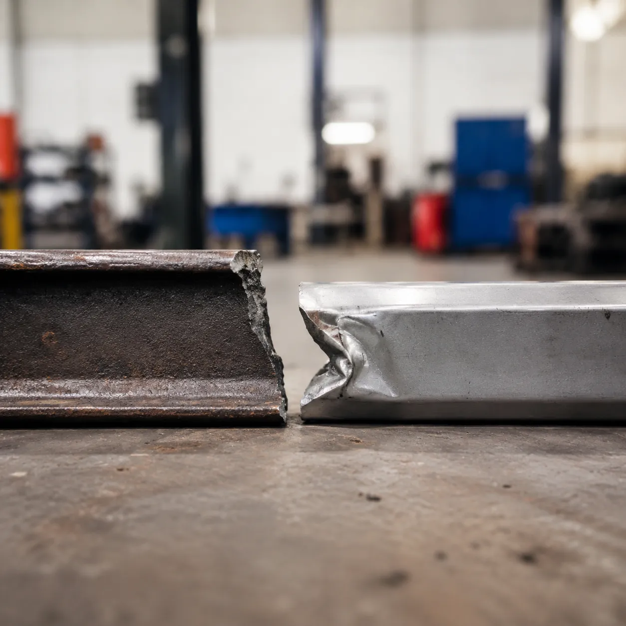 difference between cast iron and steel strength