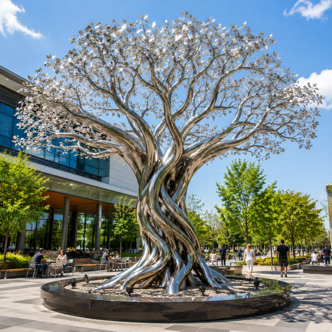 Escultura de árbol de acero inoxidable a gran escala