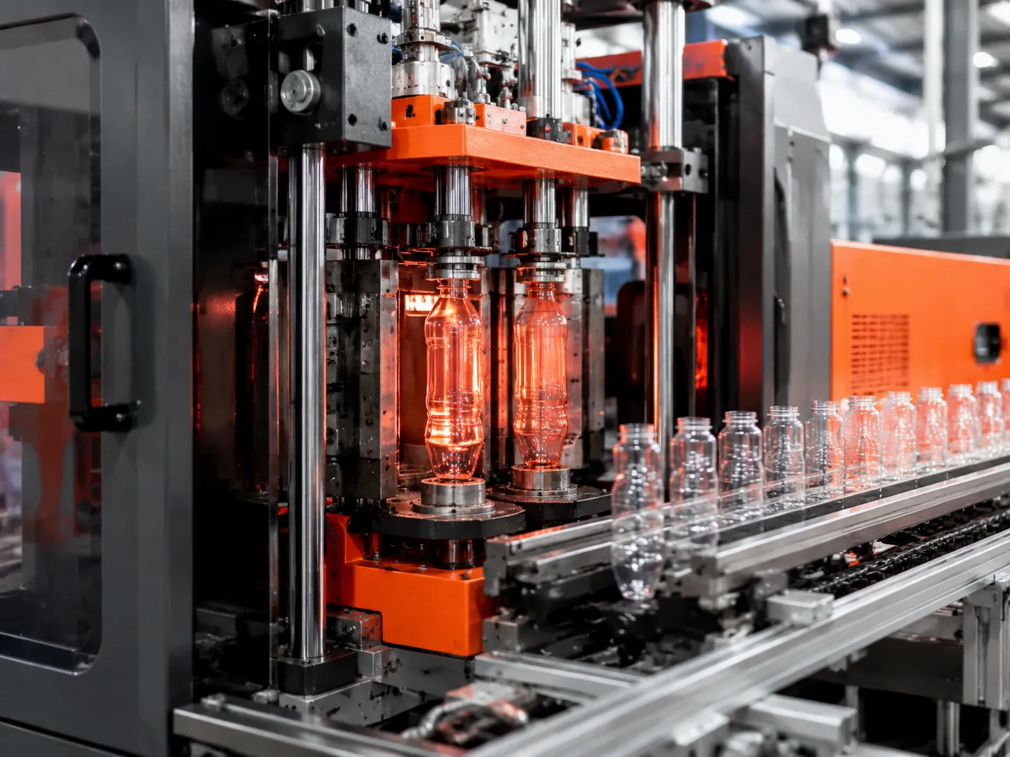 Automatic blow molding machine process