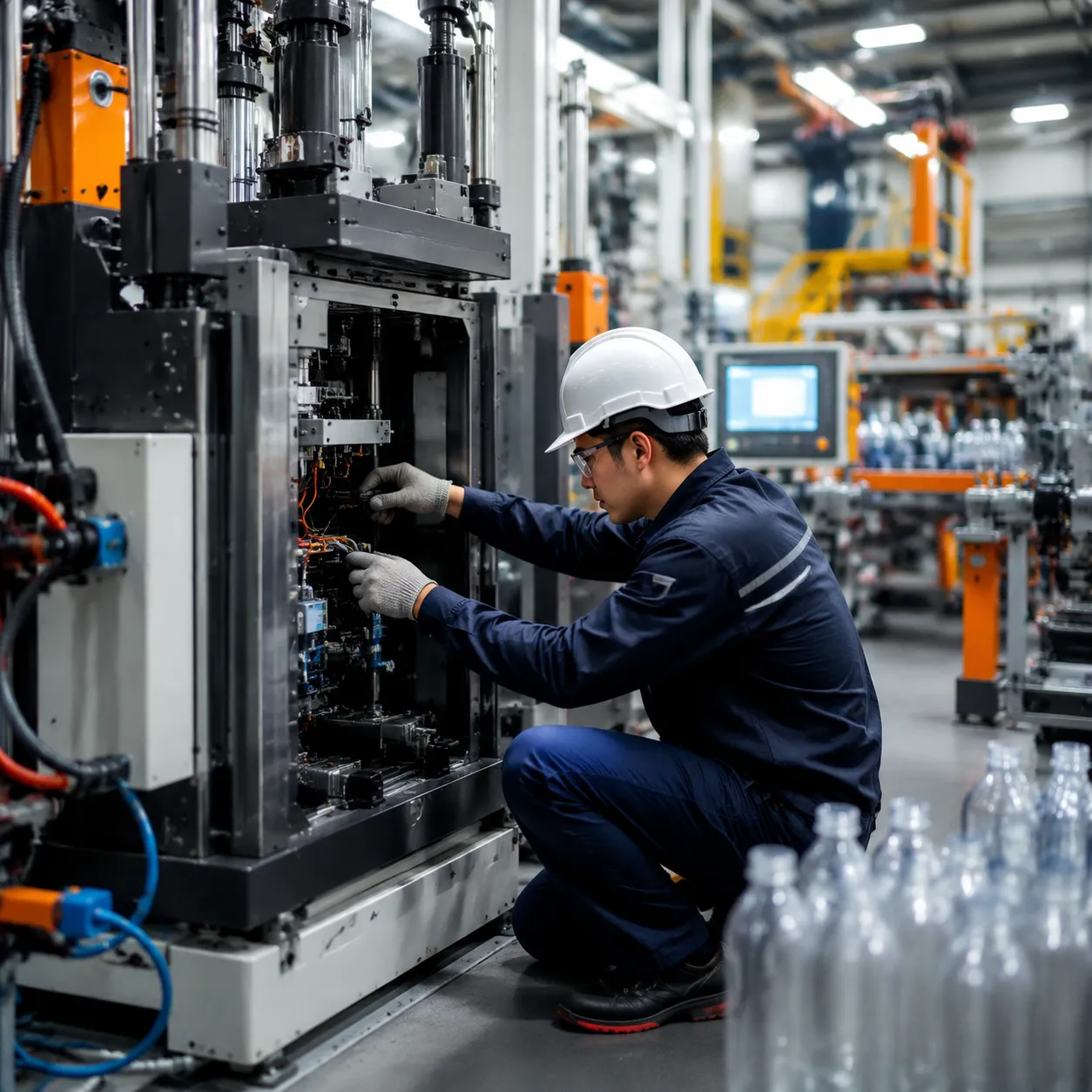 Semi-automatic PET blow molding machine maintenance support