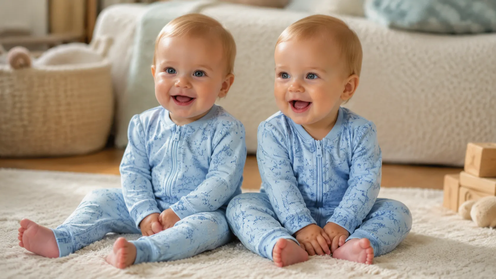 bamboo fiber zipper pajamas for twins