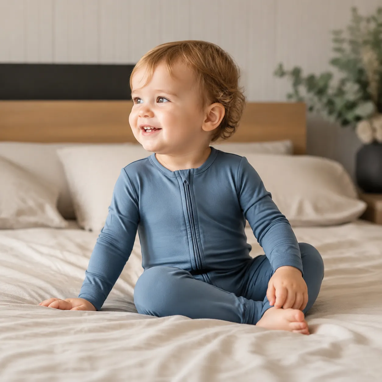 snug fit bamboo fiber zipper pajamas