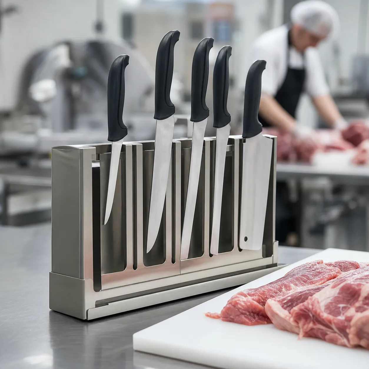 Sanitary knife holders for meat and poultry