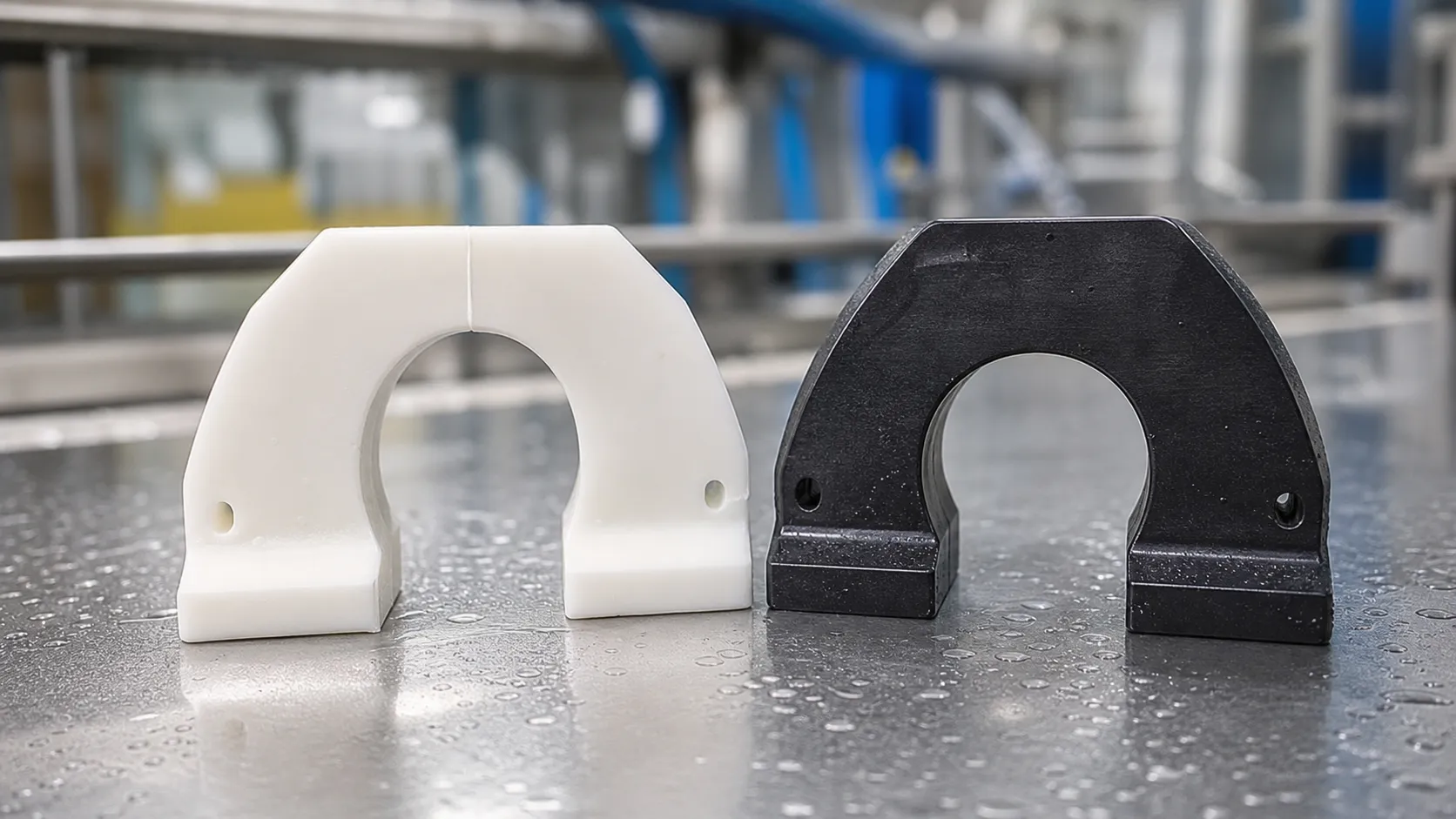 POM vs UHMW-PE Neck Guides for Washdowns