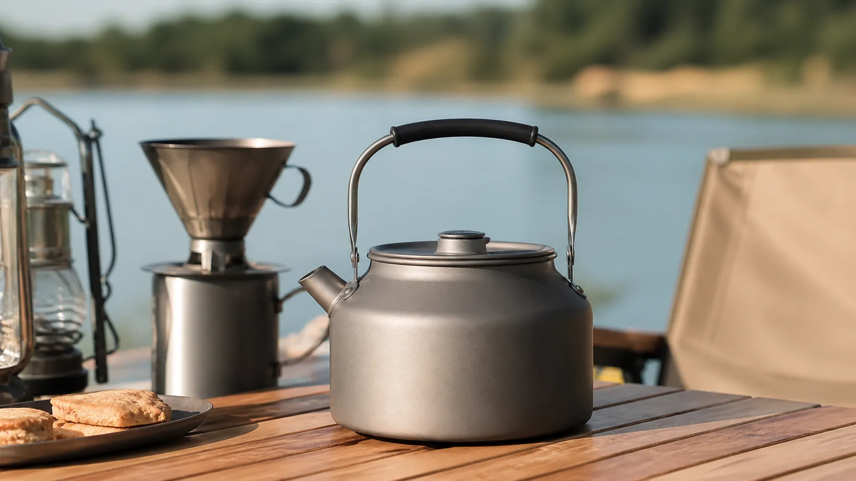 800ml Pure Titanium Camping Tea Kettle