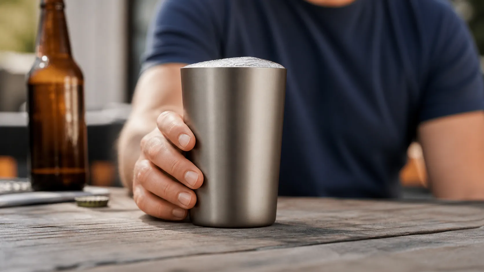 Custom Logo Titanium Double Wall Beer Cup