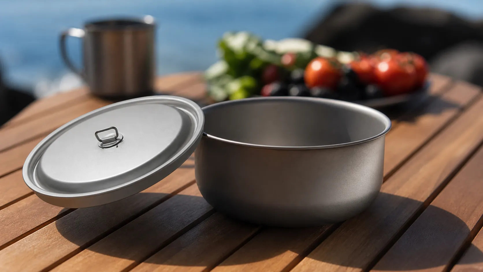 Pure Titanium Camping Bowl with Lid