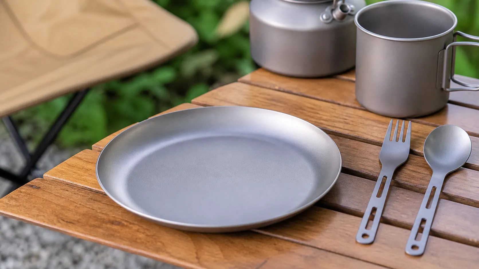 Pure Titanium Camping Plate for Outdoor Dining