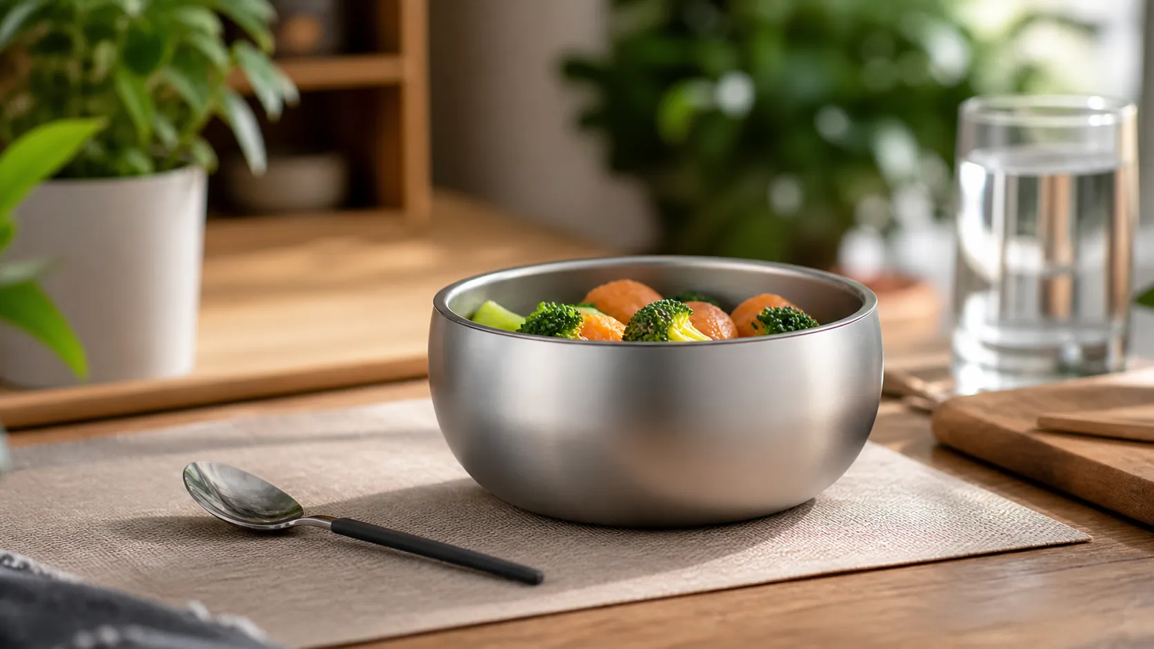 Pure Titanium Double-Wall Insulated Dining Bowl