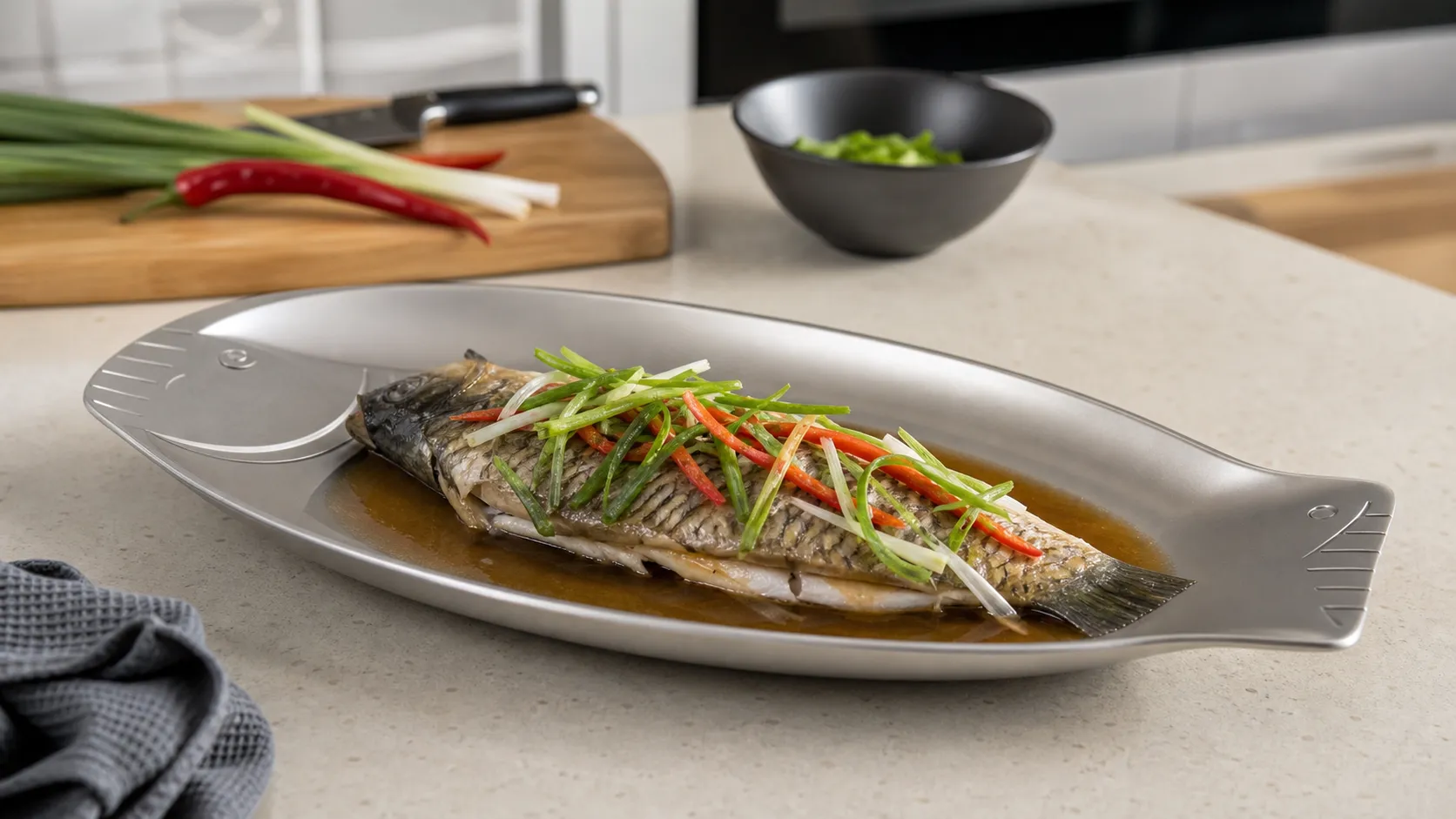 Pure Titanium Oval Fish Serving Tray