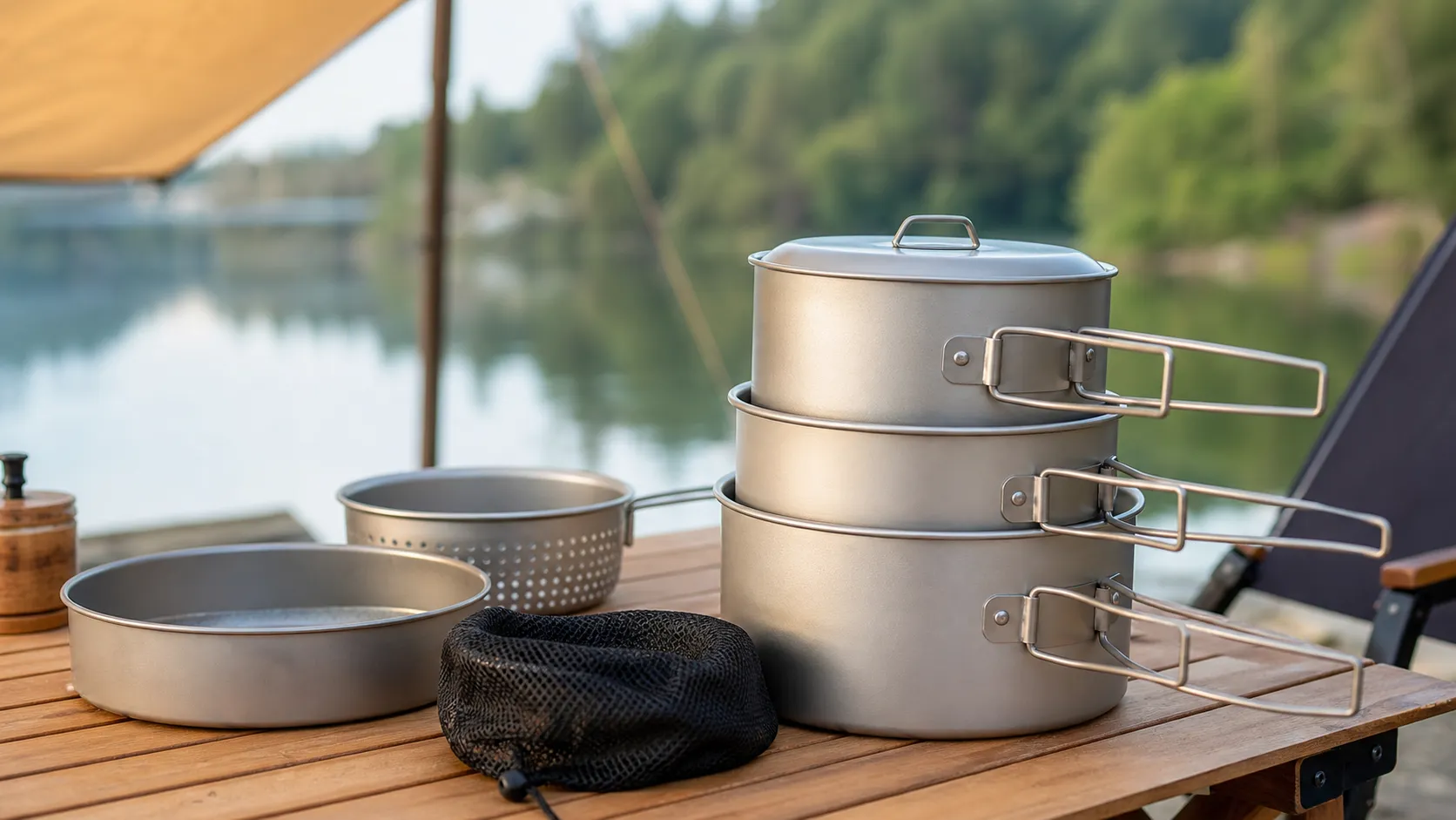 Pure Titanium Steamer Pot 4-in-1 Camping Set