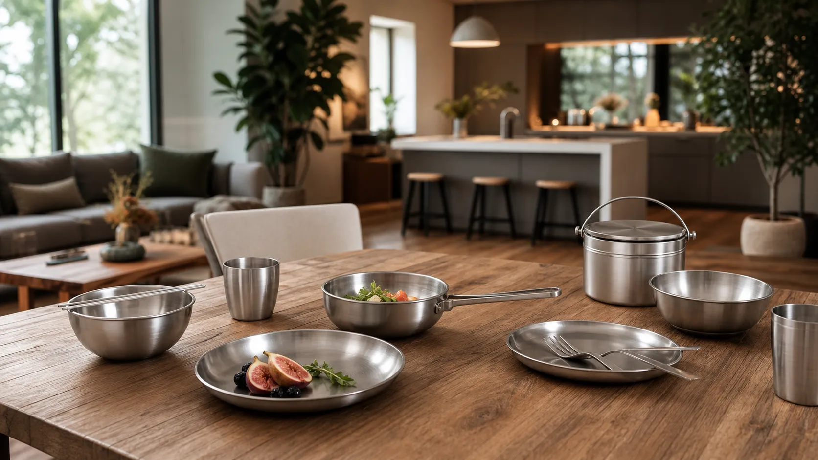Versatile titanium tableware for outdoor and home