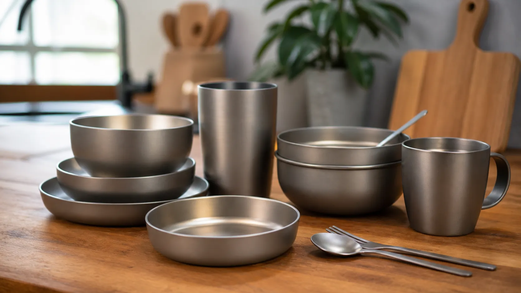 single and double wall titanium dinnerware