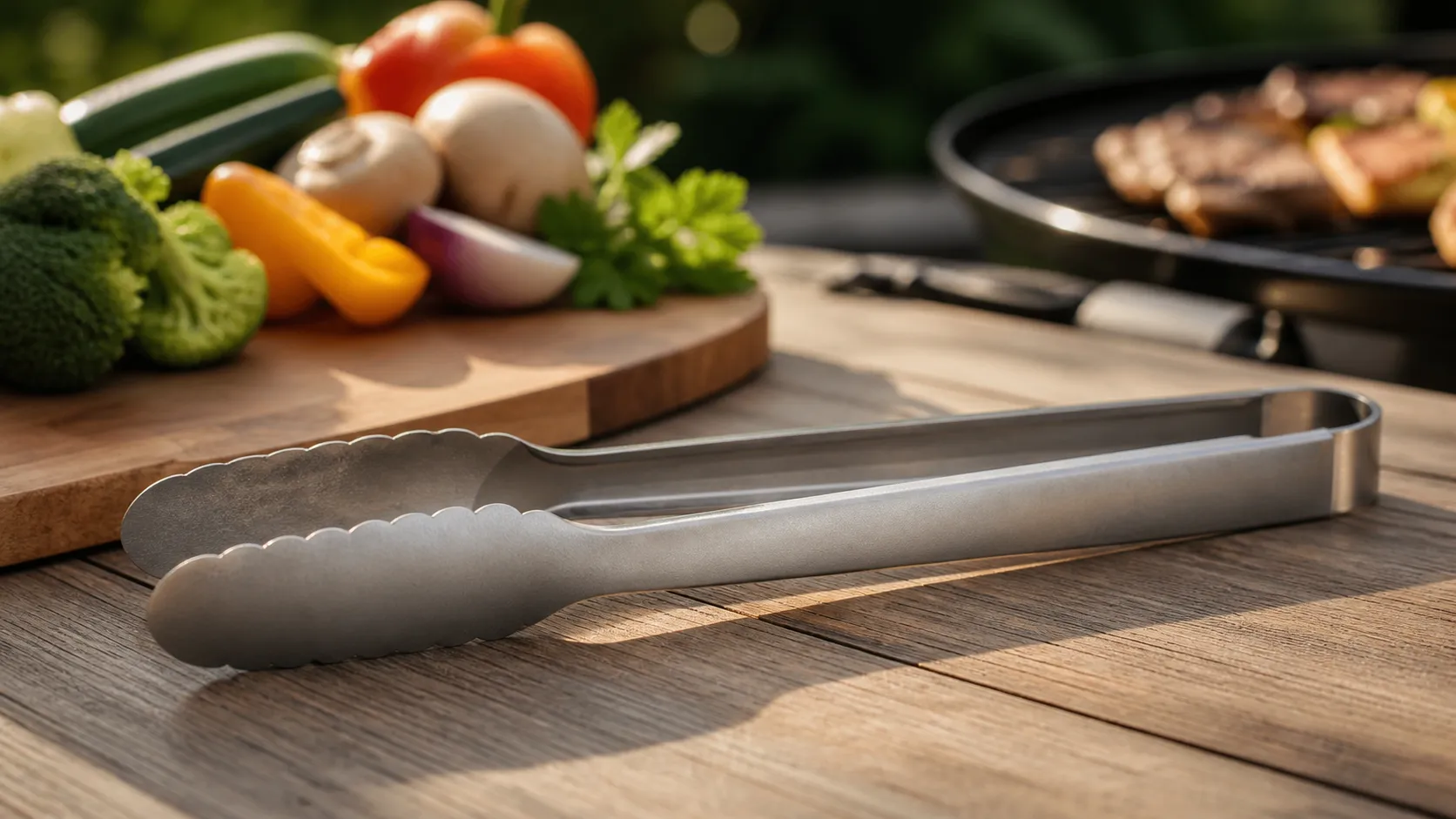 235mm Pure Titanium Stone-Washed BBQ Tongs