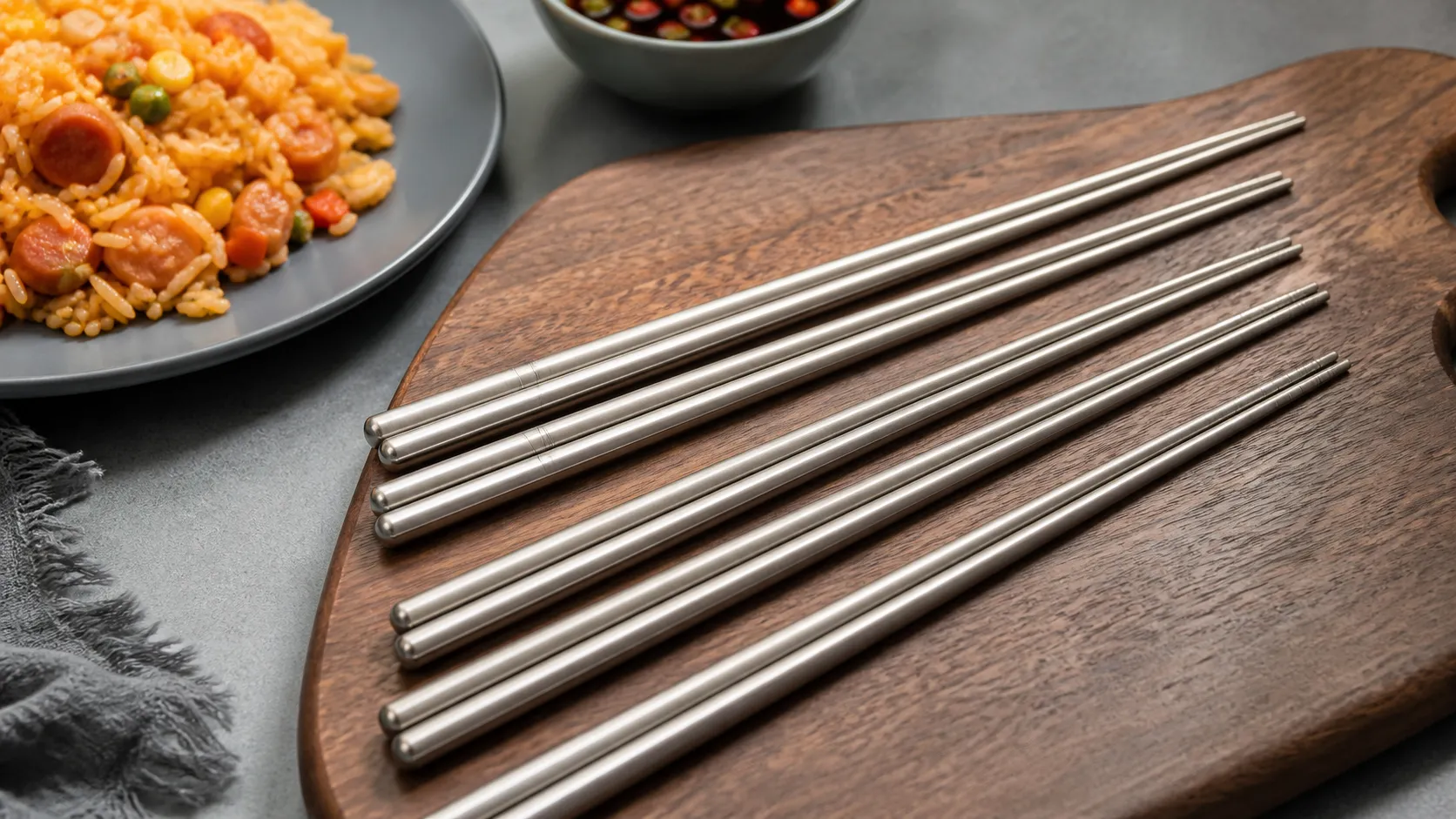 25cm Pure Titanium Chopsticks Set, 5 Pairs