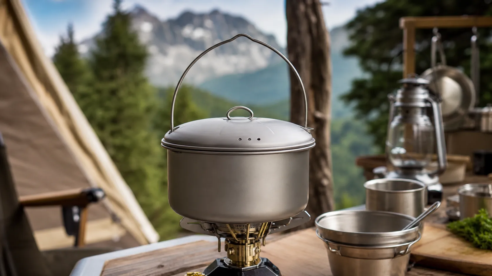 3.5L Titanium Camping Pot with UFO Lid