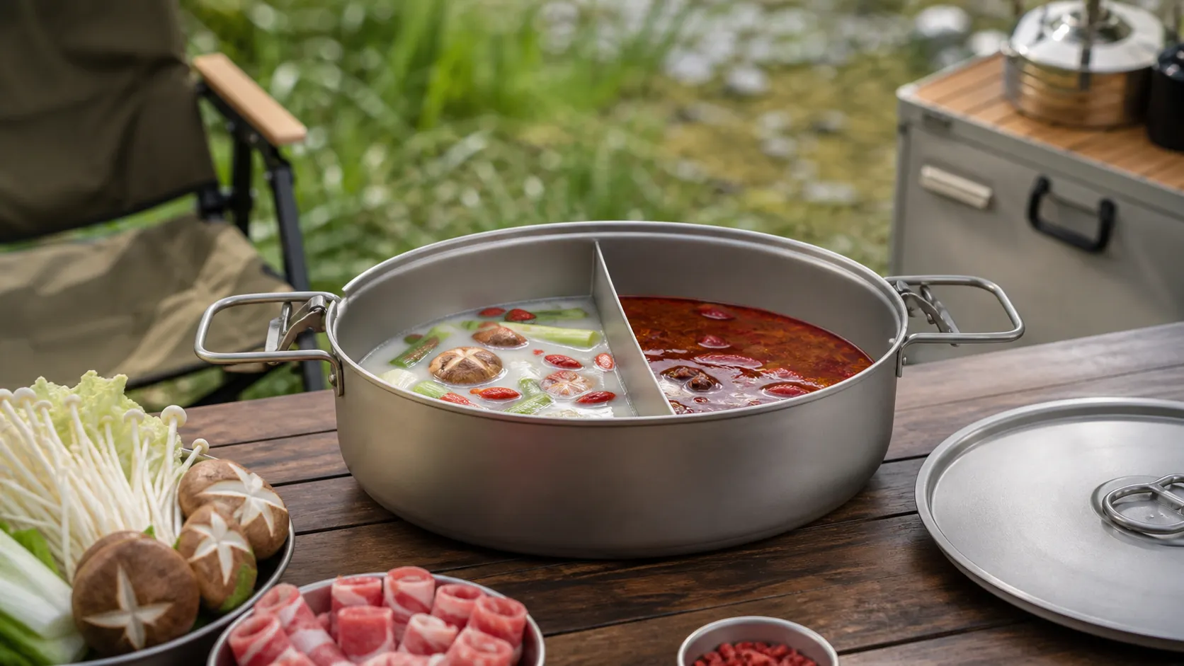 5.5L Titanium Camping Hot Pot Divider