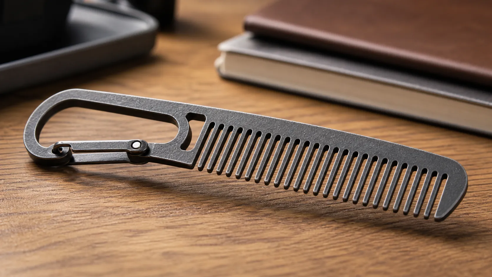 Custom Stone-Washed Titanium Carabiner Comb