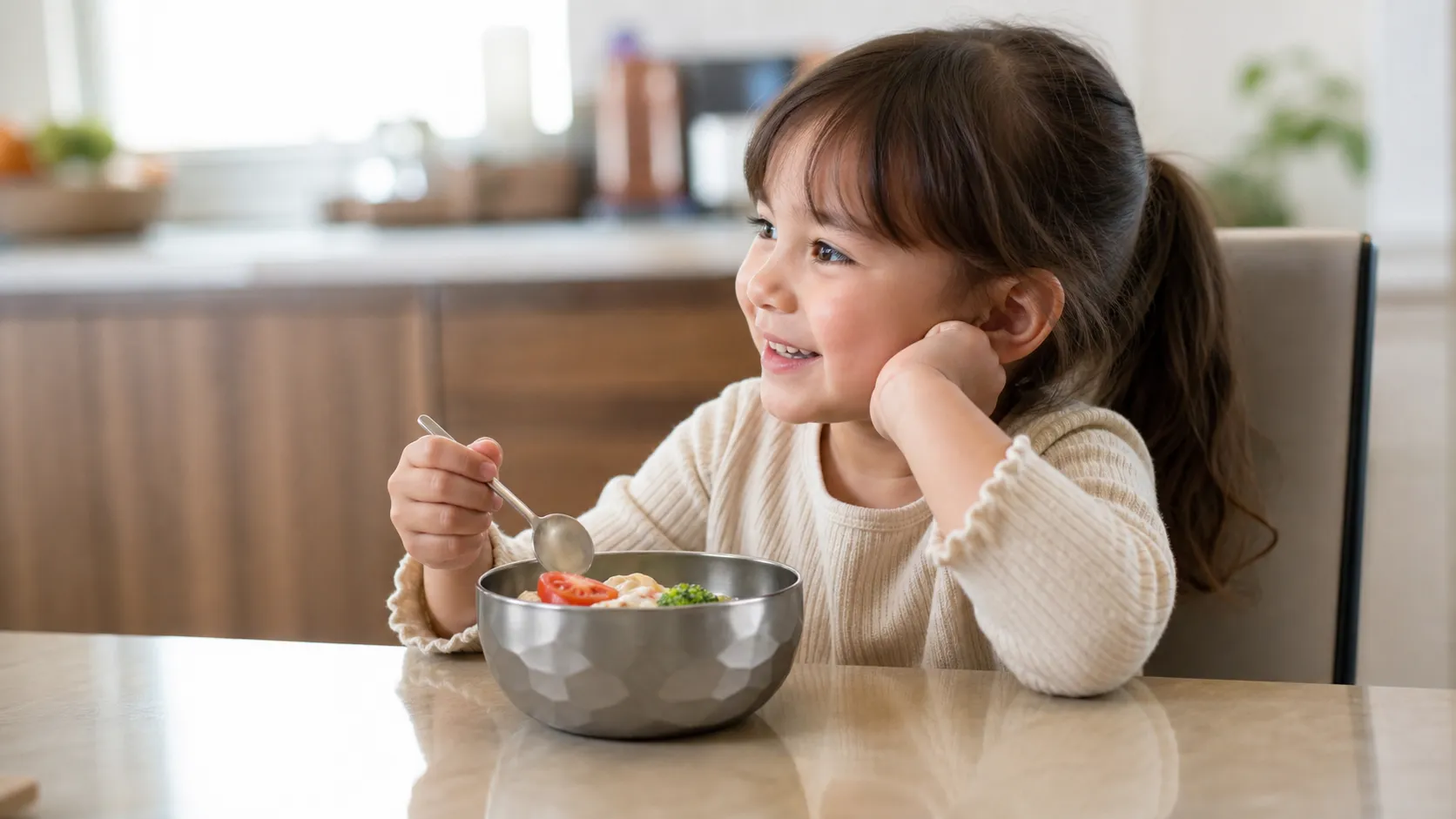Pure Titanium Double-Wall Faceted Kids Bowl