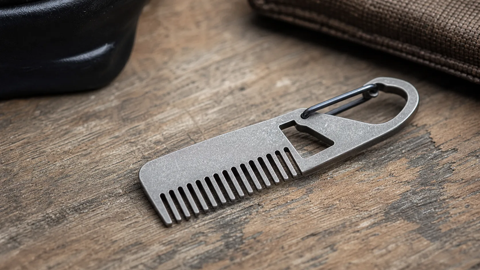 Stone-Washed Titanium Carabiner Pocket Comb