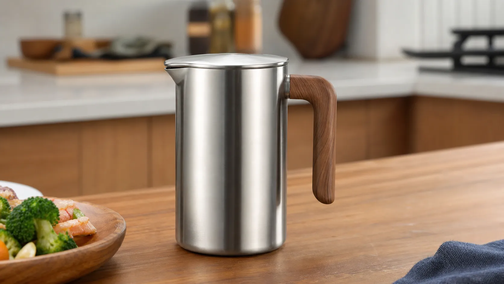Titanium Oil Dispenser with Wooden Handle
