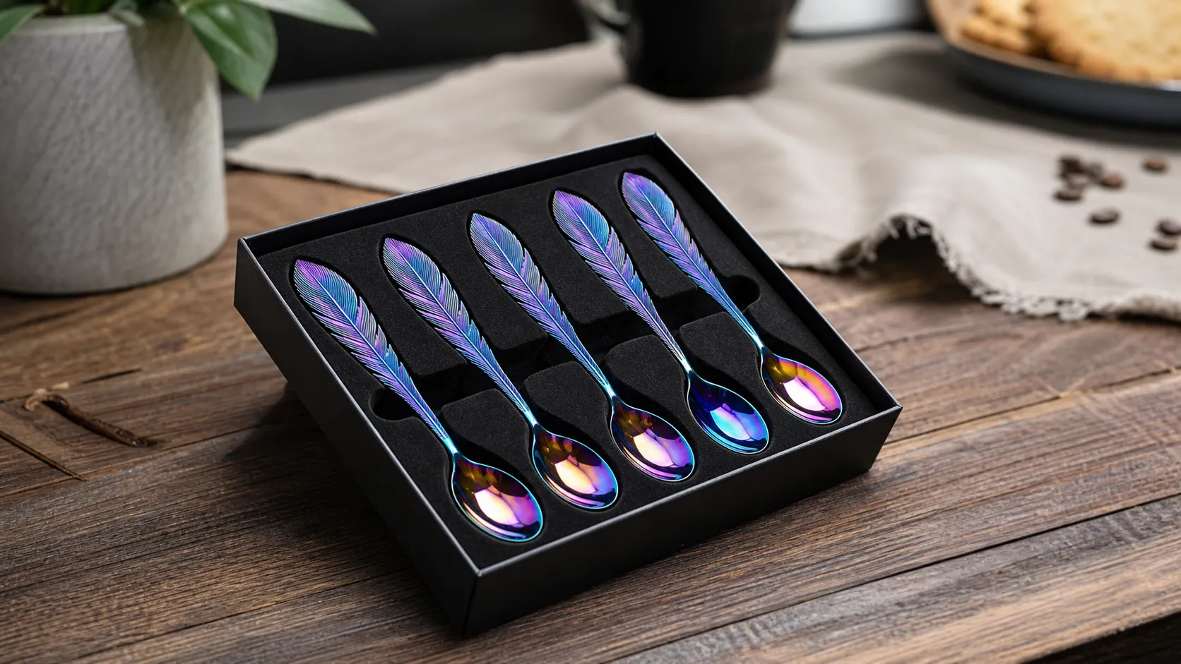 Titanium Phoenix Feather Spoon Gift Sets