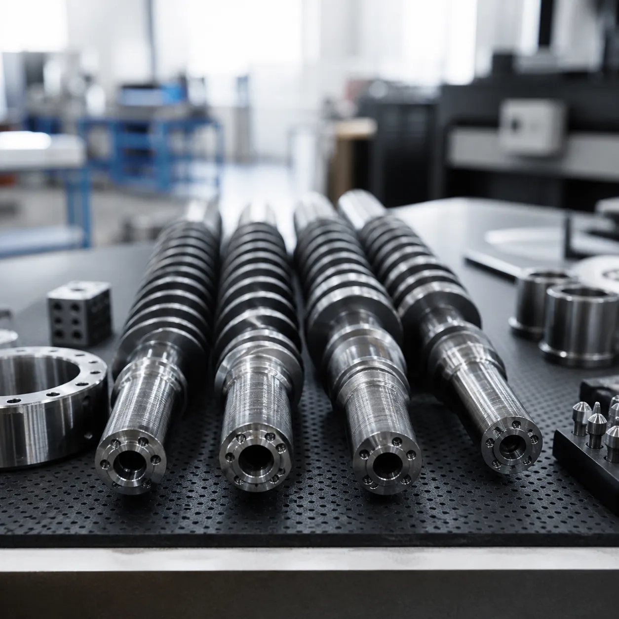 Nitrided and Coated Hardened Extruder Shafts