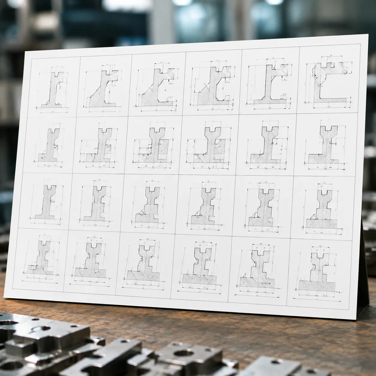 24 press brake die CAD cross section drawing