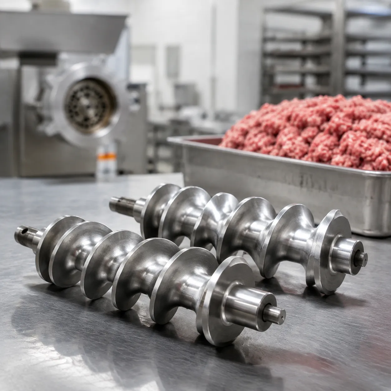 Precision 440C Grinder Augers for Meat Processing