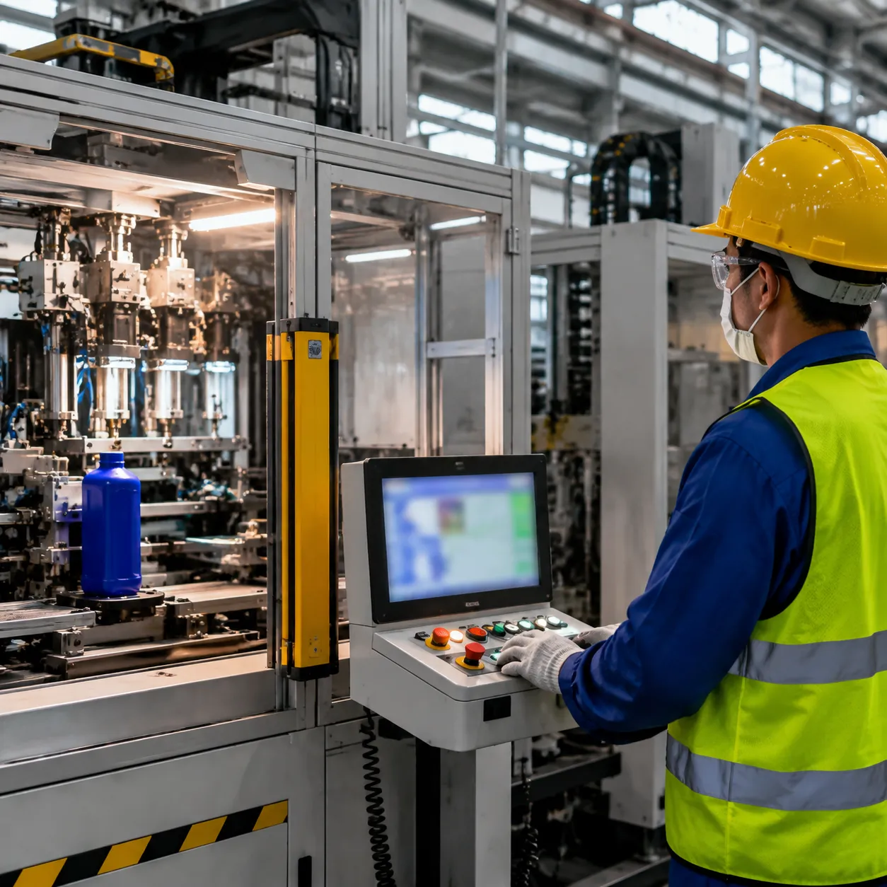 automatic hollow blow molding machine QA testing
