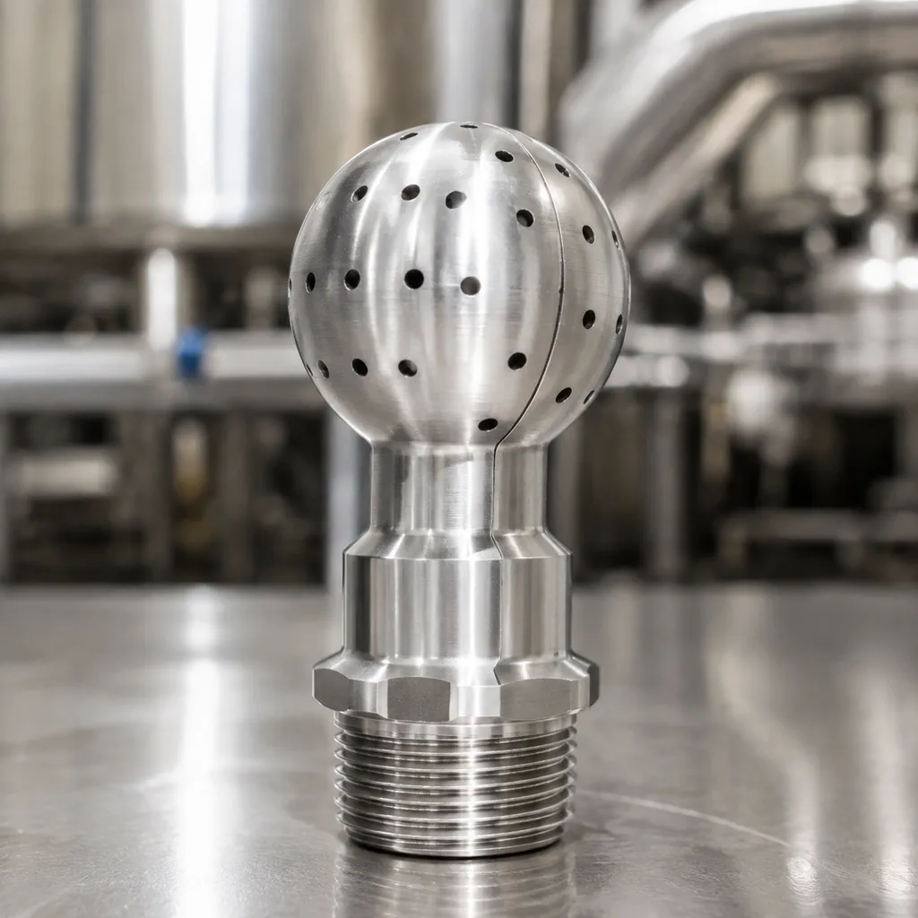 Machined 316L CIP spray ball for dairy tanks